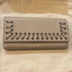 Fendi Two-Tone Grey Leather Wallet with Eyelet Detail